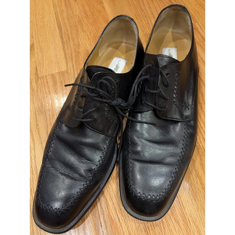 Mezlan Ribera Mens‎ 12 M Black Leather Lace Up Split Toe Derby Dress Shoes Spain